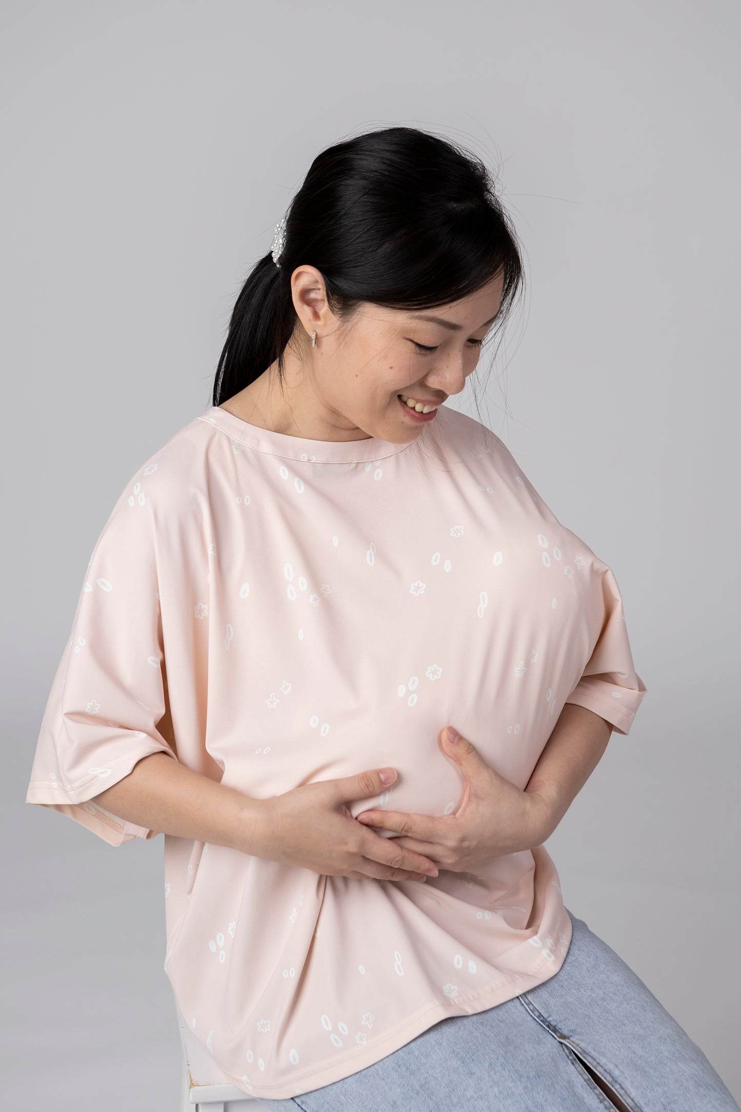 A Mighty Kimono In Pastel Drops: Nursing Cover & Kimono Jacket