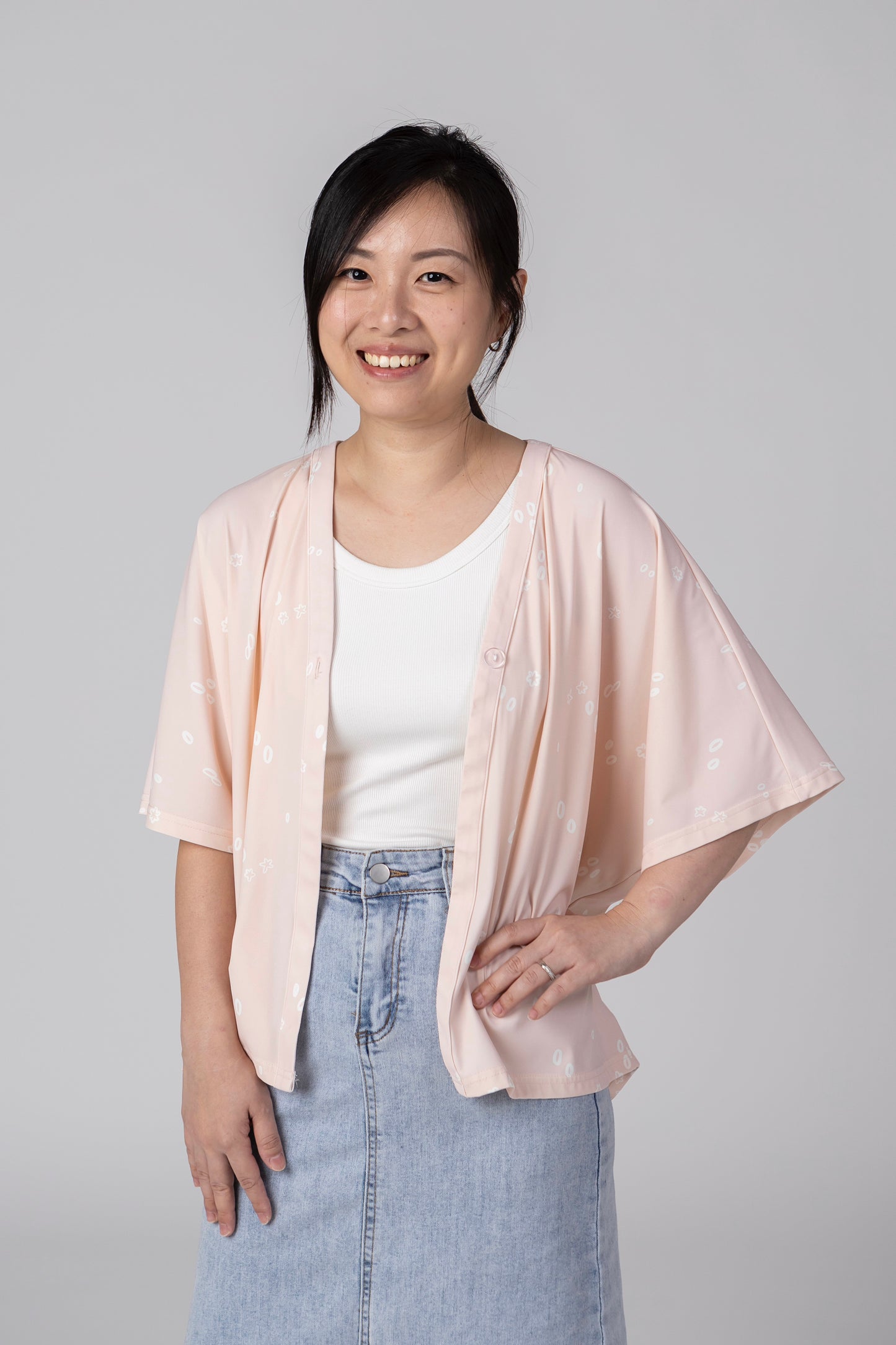A Mighty Kimono In Pastel Drops: Nursing Cover & Kimono Jacket
