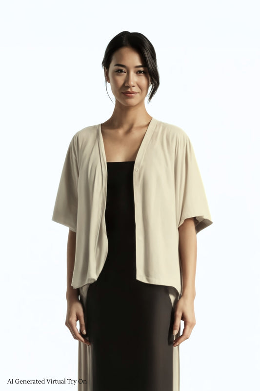 A Mighty Kimono In Taupe: Nursing Cover & Kimono Jacket