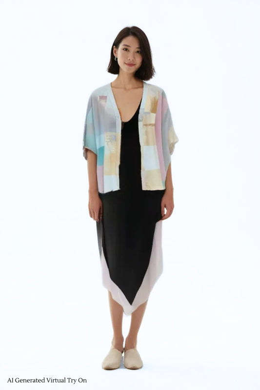 [PREORDER SALE] A Mighty Kimono In Abstract Squares: Nursing Cover & Kimono Jacket