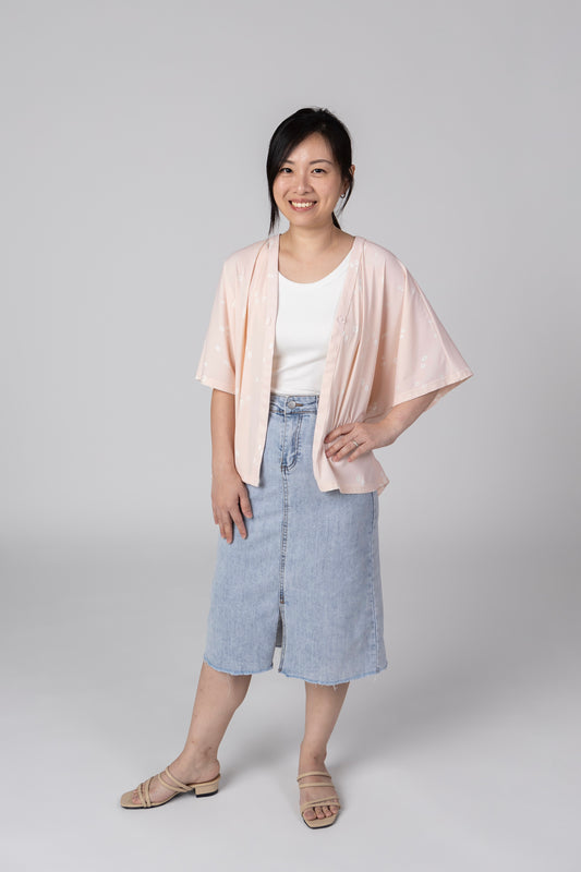 A Mighty Kimono In Pastel Drops: Nursing Cover & Kimono Jacket