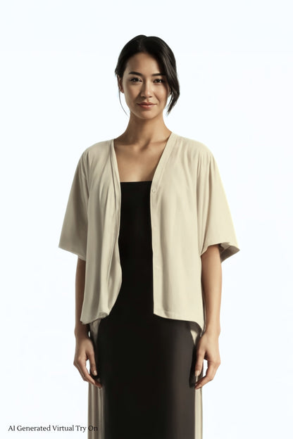 A Mighty Kimono In Taupe: Nursing Cover & Kimono Jacket