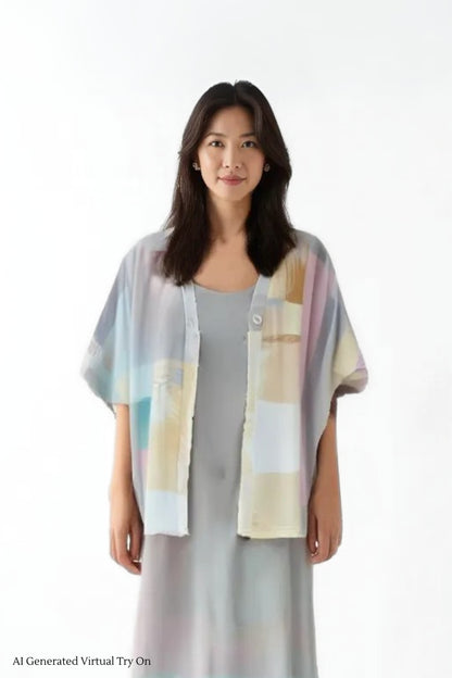[PREORDER SALE] A Mighty Kimono In Abstract Squares: Nursing Cover & Kimono Jacket