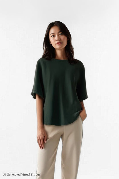 A Mighty Top In Forest Green: Nursing Cover & Top